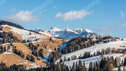 Preview: Dream Atmosphere And Views. Winter On The Alpe Di Siusi, Dolomites. Italy