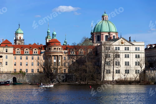 Preview: Spring Prague City With With Its Towers And Bridges In The Sunny Day, Czech Republic