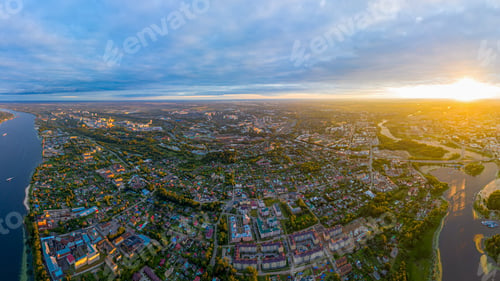 Preview: Yaroslavl, Russia. Historical Center Of The City Of Yaroslavl. Aerial View At Sunset. Kotorosl