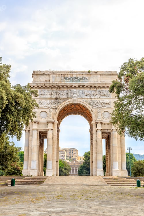Preview: Italy, Genoa. Arch Of Victory. Text In En: Genoa. The Sons Dead For The Homeland Fighting On The