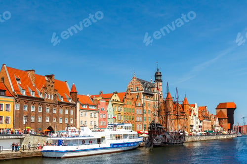 Preview: Central Embankment Gdansk And Old Motlawa River.