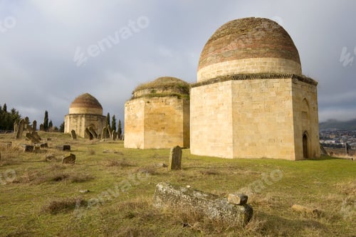 Preview: Mausoleums Of The Old Complex "Eddi Gumbez" Close Up By January Day. Shamakhi, Azerbaijan