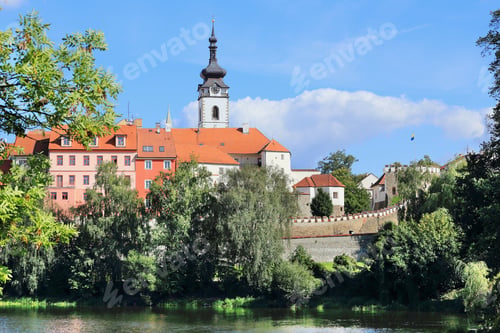 Preview: Deanery Church With The Blue Sky In Medieval Town Pisek, Czech Republic
