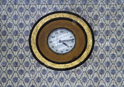 Preview: Golden Analog Clock At Train Station In Cairo Egypt