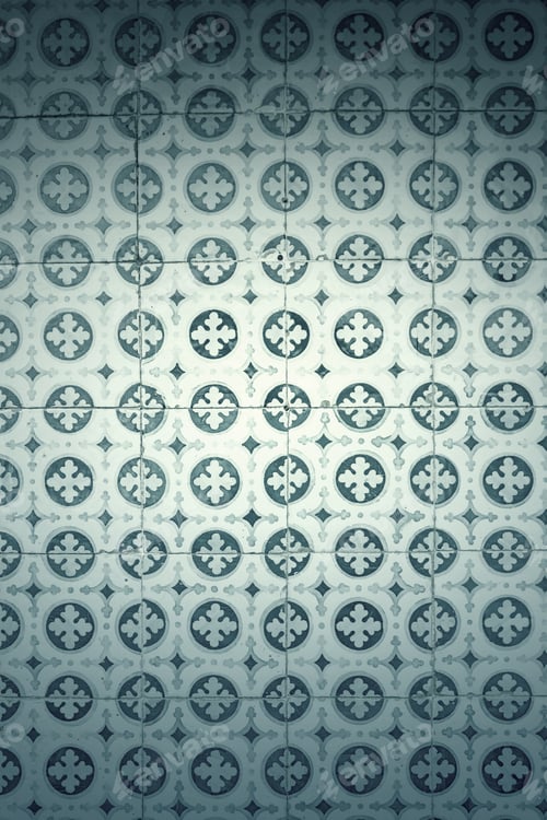 Preview: Vintage Floor Tiles with Repeating Floral Pattern