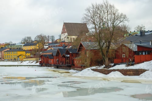 Preview: Cityscape Of Old Porvoo On A Cloudy March Day. Finland