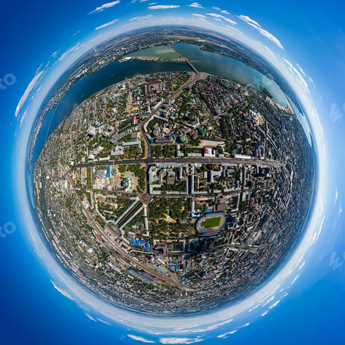 Preview: Voronezh, Russia. Panorama Of The City From The Air. Summer. Aerial View. 360 Degree Aerial