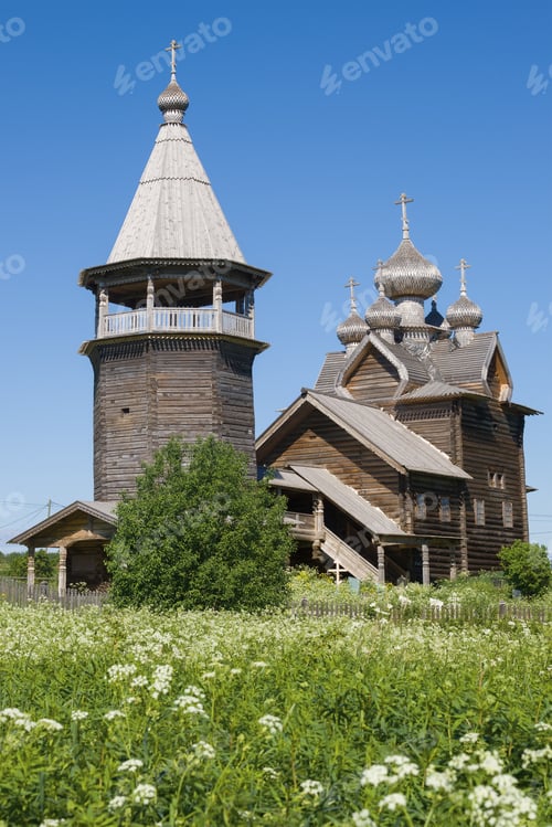 Preview: Bell Tower And Church Of Dmitry Solunsky Myrrh-Streaming On A Sunny June Day. Shcheleiki Village