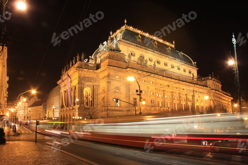Preview: The View On Prague National Theatre In The Night, Czech Republic
