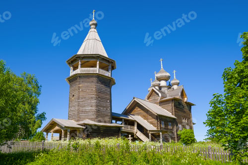 Preview: Old Wooden Church Of Dmitry Solunsky Myrrh-Streaming Close Up On A Sunny June Day. Shcheleyki