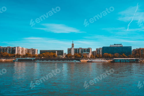 Preview: Budapest At Hungary With Danube River And Trails In The Sky