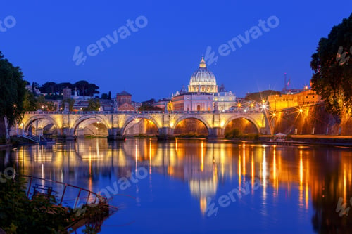 Preview: Rome. The Tiber River And Saint Peter'S Cathedral.