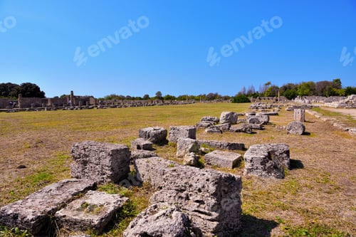 Preview: Paestum Capaccio Italy The Ancient Ruins Of Remains Of Religious Buildings Of The Ancient Greek