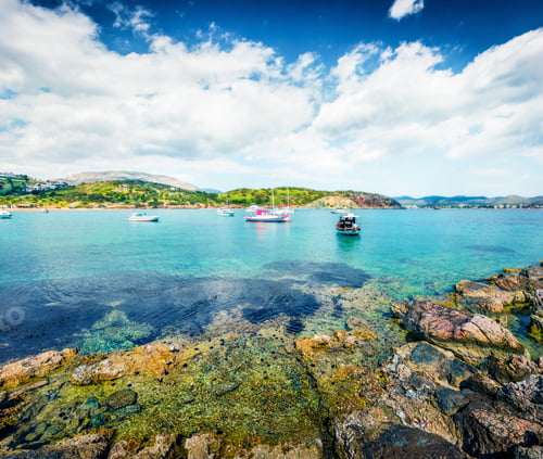 Preview: Splendid Spring View Of The Nuevo Loca Beach. Sunny Morning Seascape Of The Aegean Sea, Palaia
