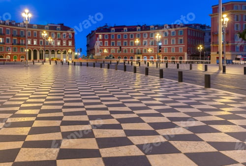 Preview: Nice. View Of Massena Square In Night Lighting.