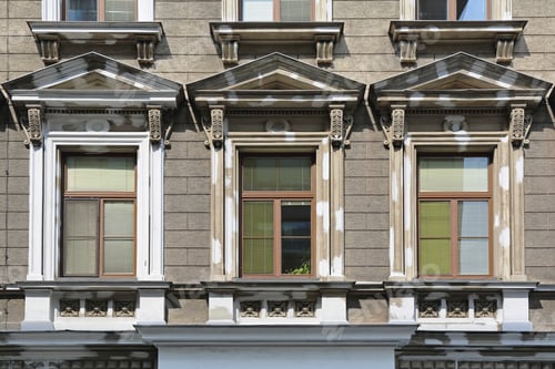Preview: Three Windows At Classic Style Building In Vienna
