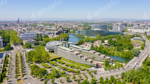 Preview: Strasbourg, France. The Complex Of Buildings Is The European Parliament, The European Court Of