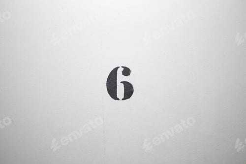 Preview: Number Six Black On White Wall, Symbol