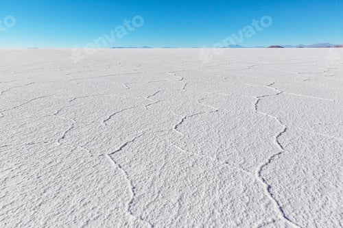 Preview: Landscape Of The Uyuni Salt Flats At Sunrise, Bolivia. Unusual Natural Background