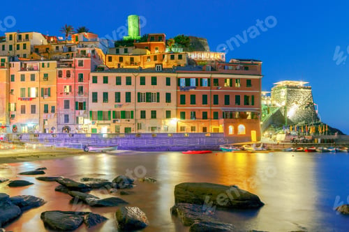 Preview: The Medieval Fishing Village With Traditional Italian Colorful Houses Vernazza. Cinque Terre