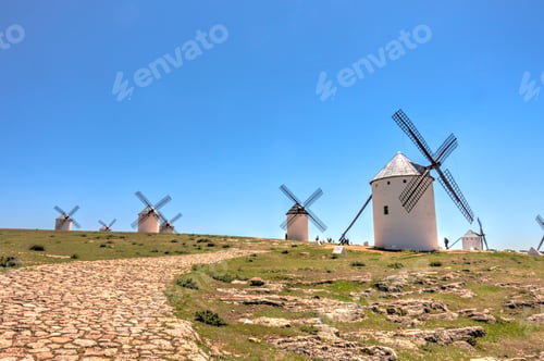 Preview: Campo De Criptana, Picturesque Village With Windmills In Spain, Hdr Image