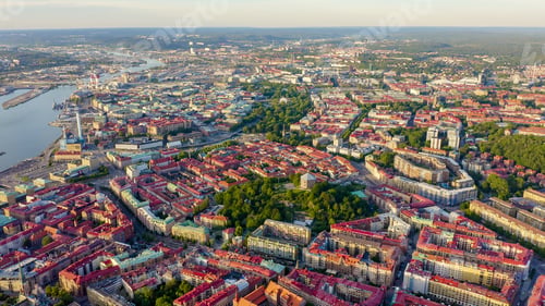 Preview: Gothenburg, Sweden. Panorama Of The City And The River Goeta Elv. The Historical Center Of The