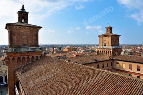 Preview: Panorama Of The Historic Center Seen From The Este Castle Ferrara Italy