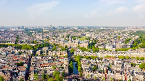 Preview: Amsterdam, Netherlands. Museum. The Building Of The Xix Century. Flying Over The Rooftops Of The