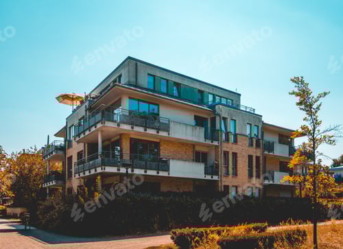 Preview: Warm Colored Picture Of Some Apartments From Exterior View