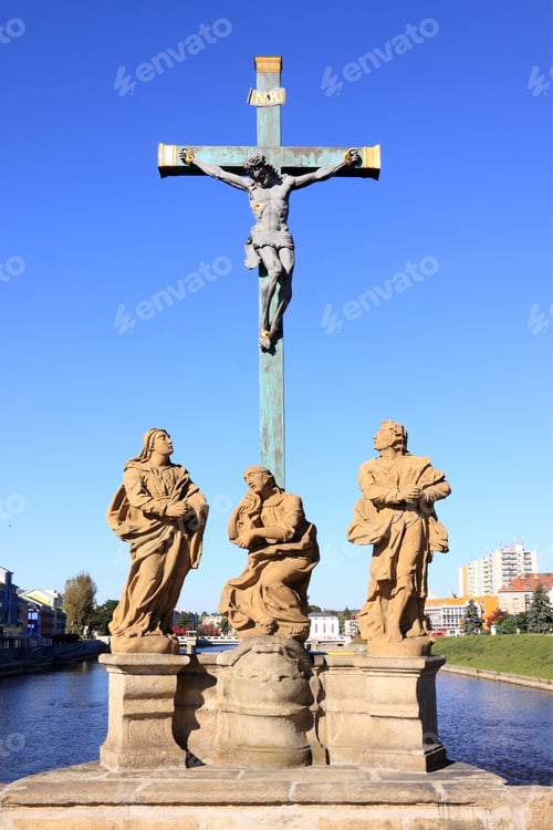 Preview: Statue On The Oldest Stone Bridge In Central Europe - Pisek