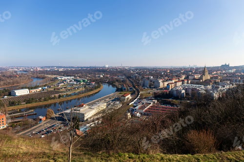 Preview: Winter Prague City From The Hill Baba In The Sunny Day, Czech Republic