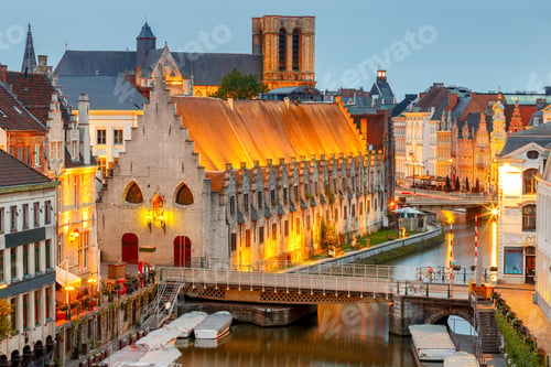Preview: Gent. City Embankment At Sunset.