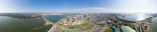 Preview: Kazan, Russia. Aerial View. Circular Panorama Of Kazan With The Kazan Kremlin In The Center