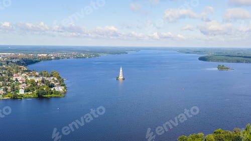 Preview: Kalyazin, Russia. Kalyazin Bell Tower. Bell Tower Of St. Nicholas Cathedral (Known As The Flooded