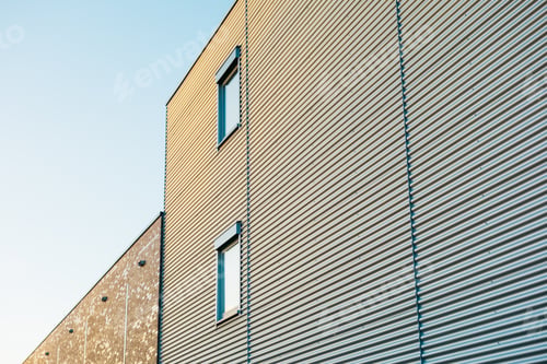 Preview: Industrial Factory Facade With Steel Mashes