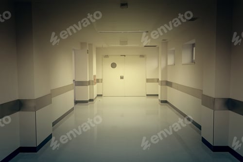 Preview: Empty Hospital Hall With White Walls, Medicine