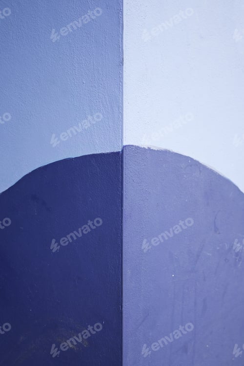 Preview: Corner Wall Painted Blue Shades, Construction And Architecture