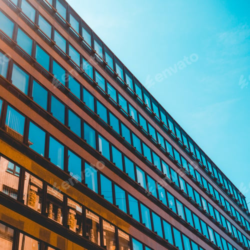 Preview: Orange And Blue Colored Office Building