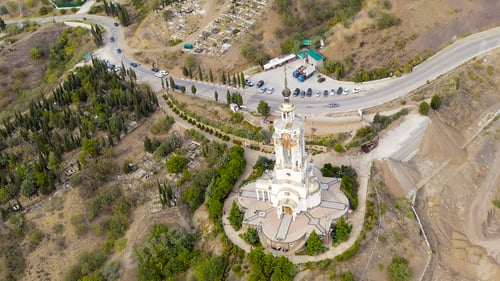 Preview: Malorechenskoe, Crimea. Temple-Lighthouse Of St. Mikoli The Wonderworker, Aerial View