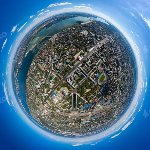 Preview: Voronezh, Russia. Panorama Of The City From The Air. Summer. Aerial View. 360 Degree Aerial