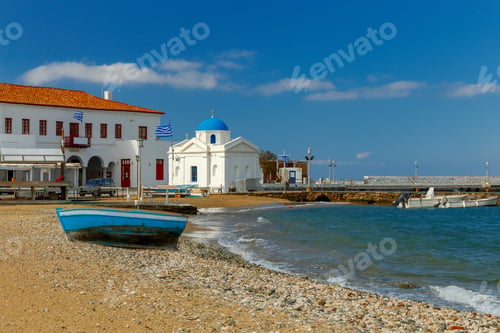 Preview: Mykonos. Fishing Boats In The Bay.