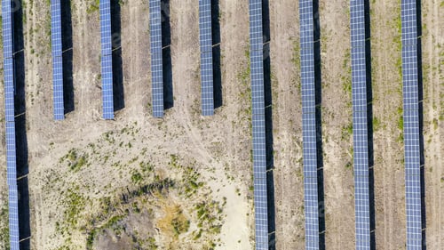 Preview: Russia, Stavropol Territory. Solar Power Plant On A Clear Sunny Day, Aerial View, Head Over Shot