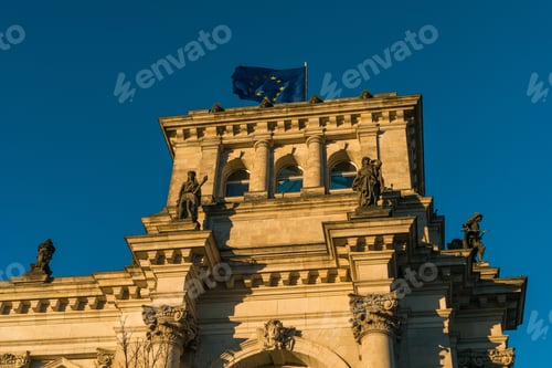 Preview: Bundestag At Berlin With European Flag