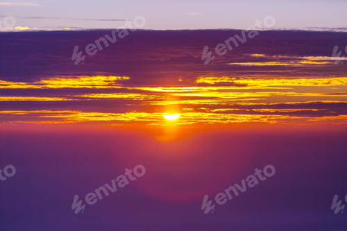 Preview: Unusual Storm Clouds At Sunset. Bright Red And Orange Colors Of The Sky. Suitable For Background.