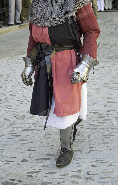 Preview: Medieval Warrior In Uniform Symbolic And Metal Armor, Celebration And Event