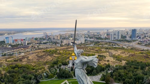 Preview: Volgograd, Russia. Evening View Of The Sculpture Motherland Calls! On The Mamaev Kurgan In