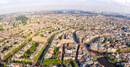 Preview: Amsterdam, Netherlands. Panorama Of The City From The Air. Summer