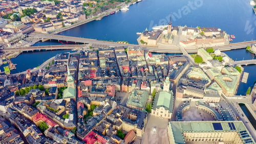 Preview: Stockholm, Sweden. Royal Palace, Kungliga Slottet. Old Town - Gamla Stan. Riddarholmen. Aerial