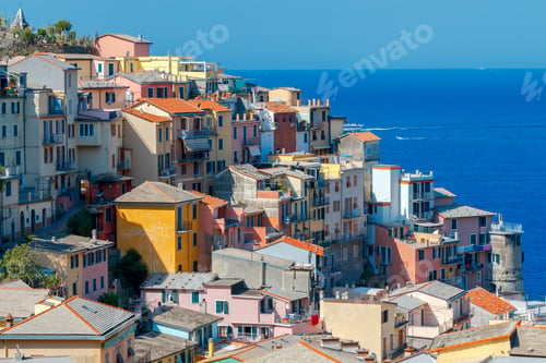 Preview: Colorful Facades Of Old Medieval Italian Village Manarola. Cinque Terre National Park, Liguria