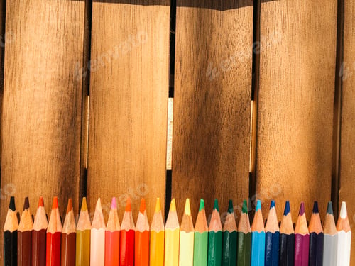 Preview: Exhibition Of Colored Pens On Cheerful Background.